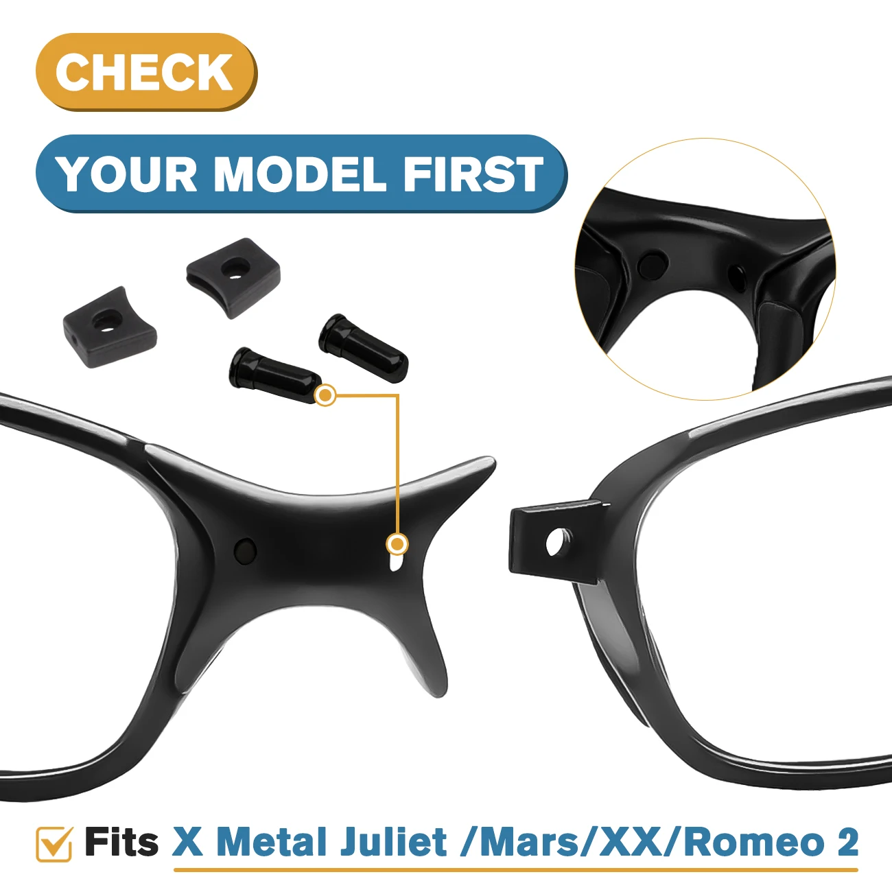 Nose Bridge Pin Rivet & Flex Coupler Replacement  for Oakley Juliet X Metal/Mars/X Metal XX/Remeo 2 Sunglasses - Perfect Fit
