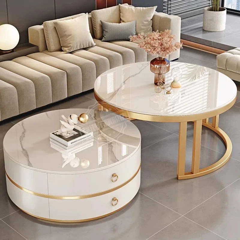 

Fashion Round Coffee Tables Metal Nordic Glam Minimalist Beauty Coffee Tables Simple Interior Mesas Bajas Postmodern Furniture