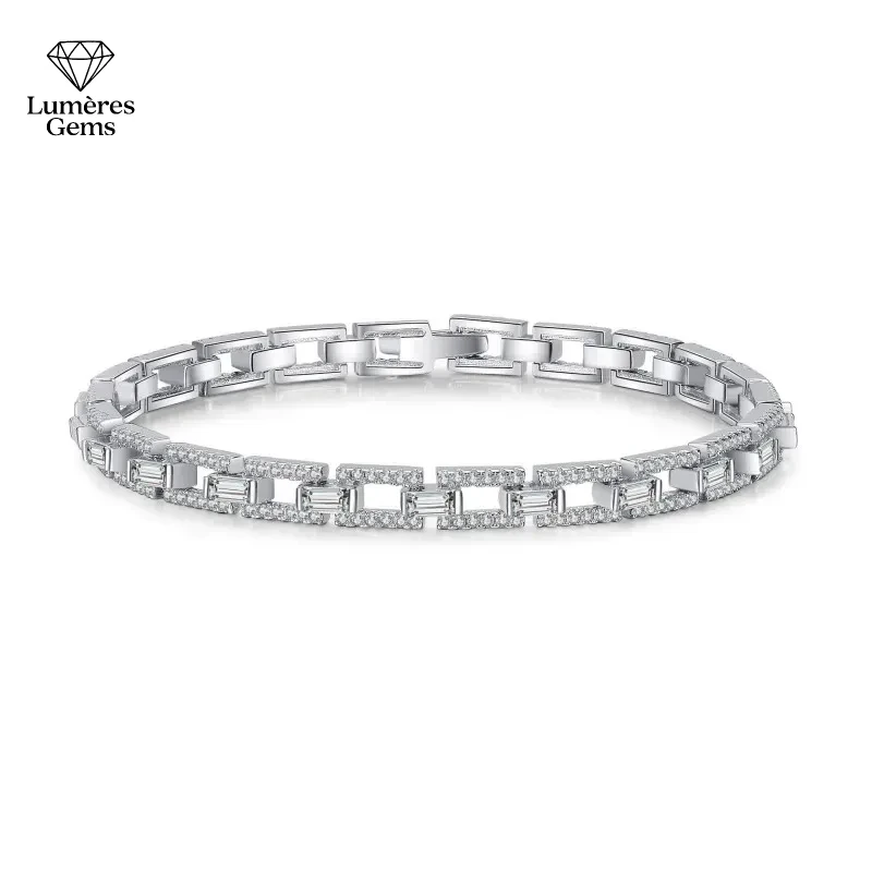 أساور فاخرة متألقة نقية PT950 البلاتين غرامة مجوهرات 6-7 بوصة 3/3.2/3.5CT جميع مويسانيتي سوار رائع للنساء هدية