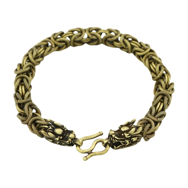 Unique Dragon Head Bracelet Crafted From Sturdy Bronze Wristband for Gatherings Y08E