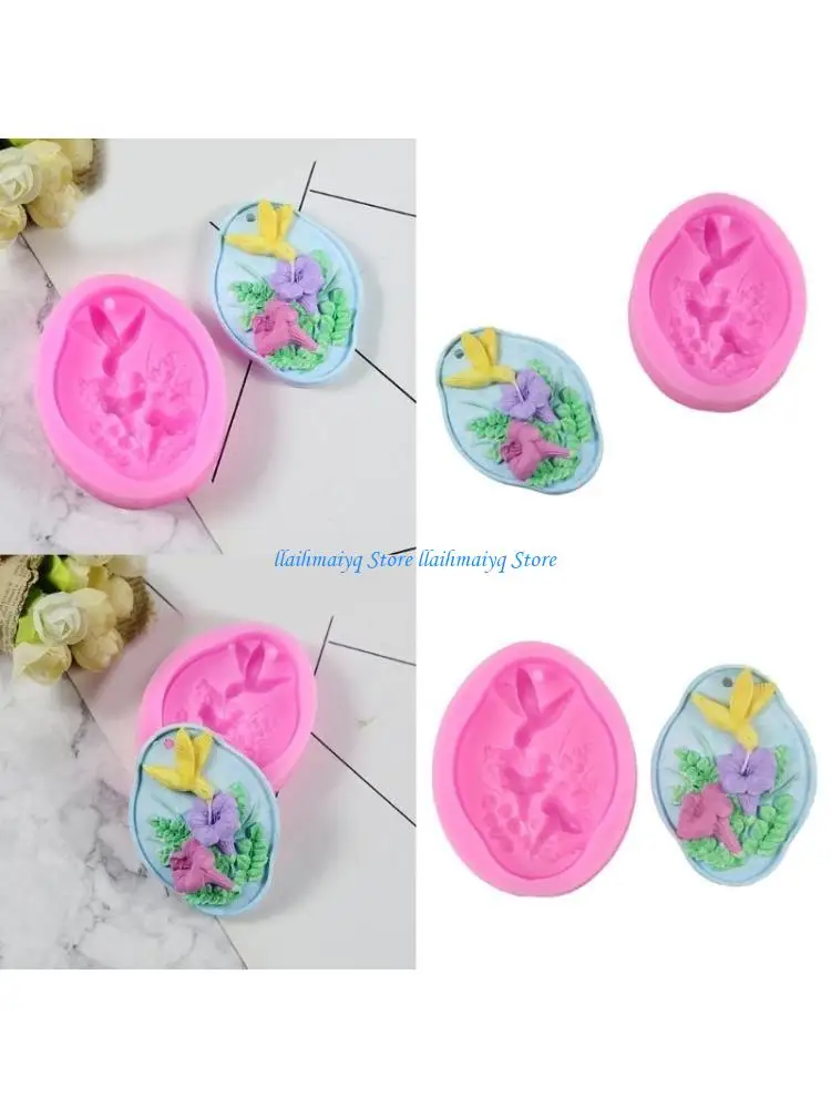 

573B Silicone Mold for Keychain Hummingbird Car Pendant Mould Easy Release Car Diffuser Stone Molds Jewelry Making Supplies