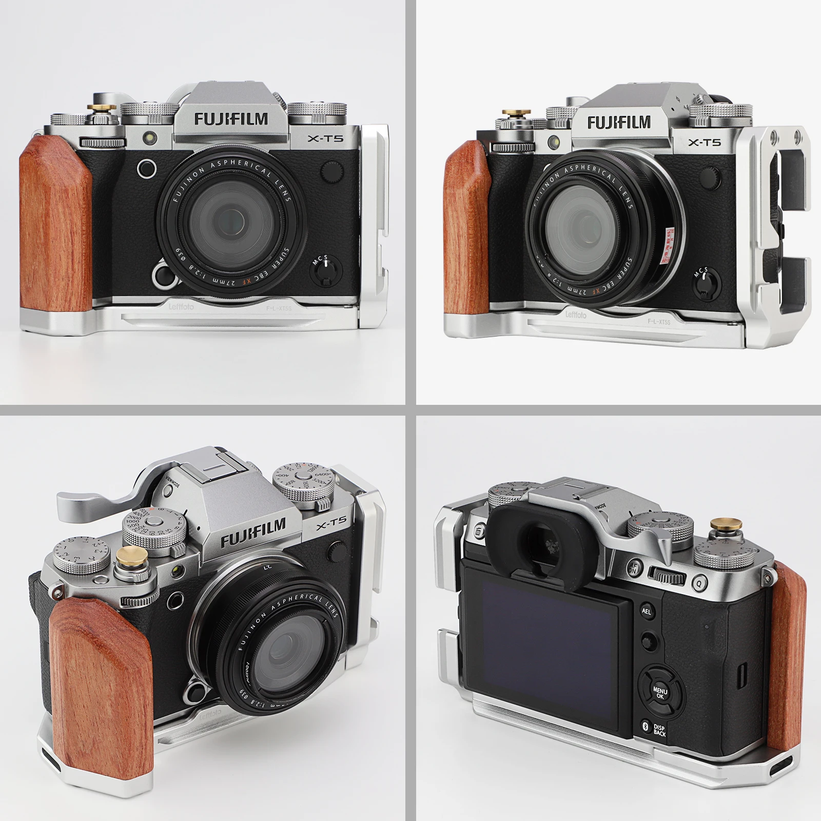 LEFTFOTO X-T5 Retro Handgrip em forma de L Alça com punho de