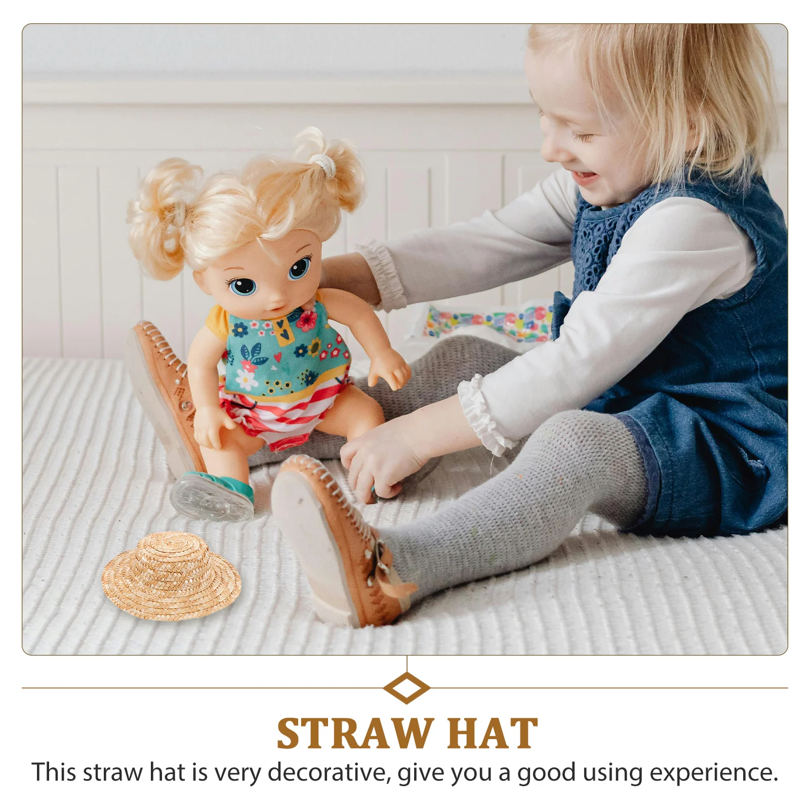 Mini sombrero de paja para manualidades, decoración tejida de paja de trigo, decoración del hogar en miniatura, accesorio de utilería para fotos, Mini sombrero de paja