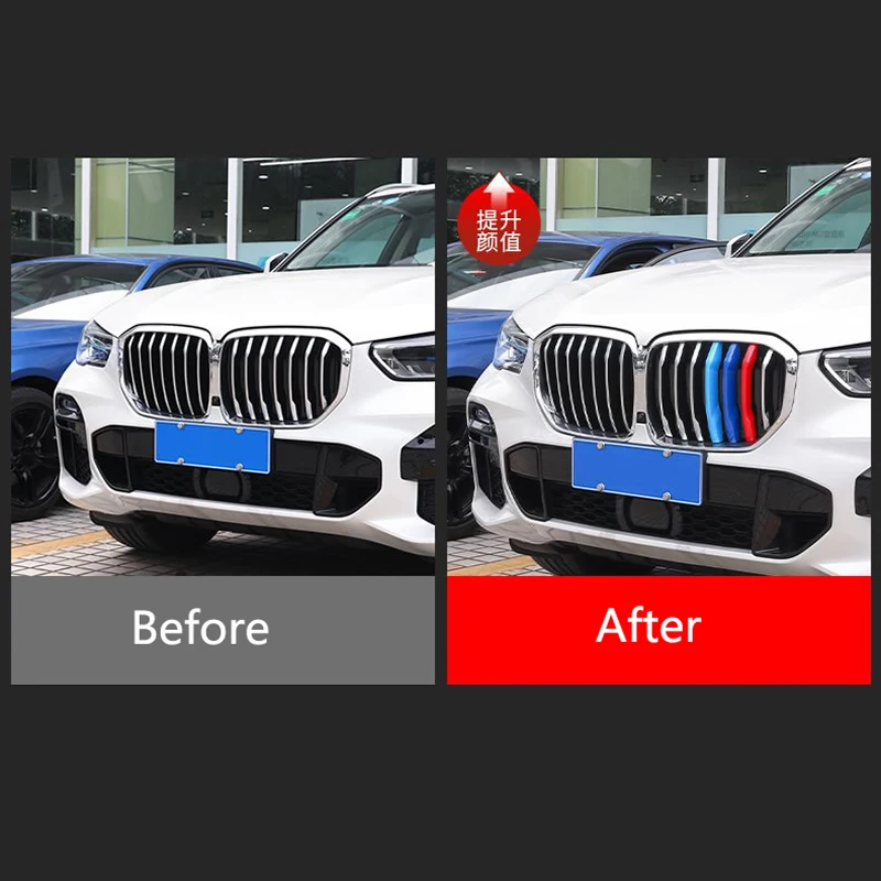3-teilige Kühlergrill-Zierleiste für BMW X1 X2 X3 X4 X5 X6 X7 E84 F48 F49 F39 E83 F25 G01 F26 G02 E70 F15 E53 G05 E71 E72 F16 G06 G07 – Detail 3