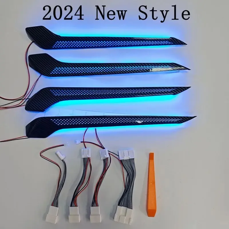 New mode Car Carbon Fiber Door Panel Ambient Light LED Atmosphere Lamp Blue Colors For Toyota RAV4 XA50 2020-2024