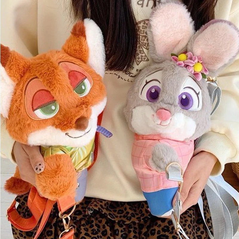 

Disney Zootopia Plush Backpack Nick Wilde Judith Laverne Hopps Doll Crossbody Bag Cartoon Shoulder Bag Christmas Birthday Gift