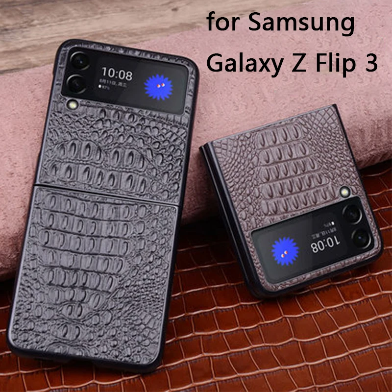 Luxury Genuine Leather Case Cover for Samsung Galaxy Z Flip 3/4/5 Crocodile Fashion Phone Shell for Galaxy ZFLIP 5 Funda skin