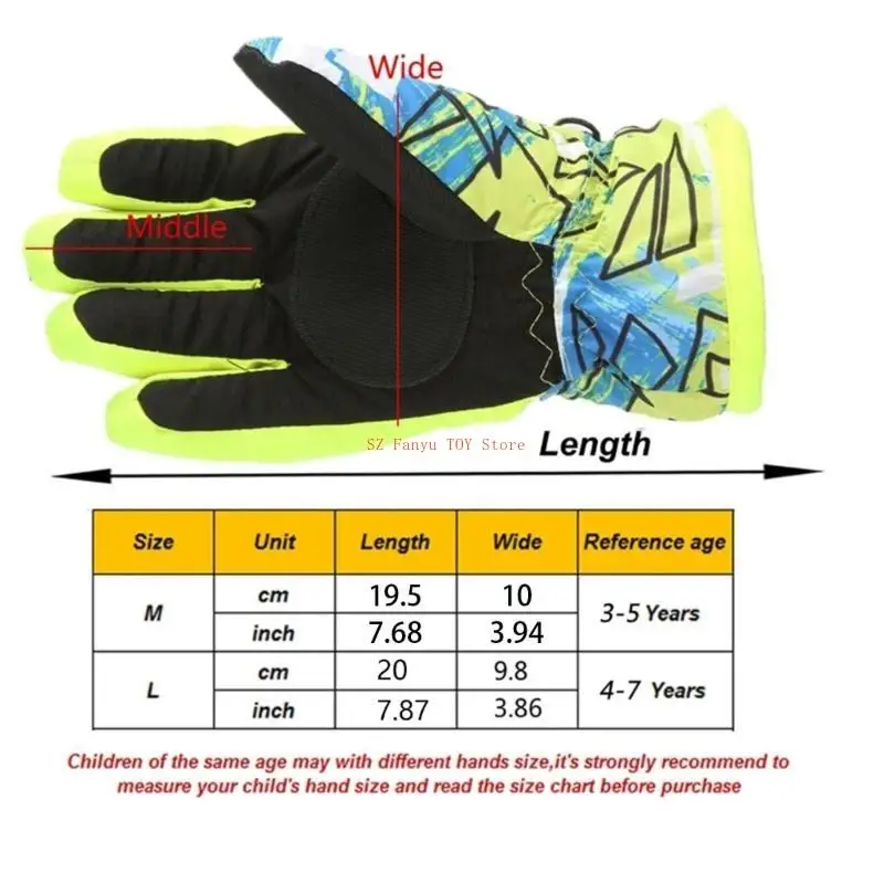 قفازات تزلج شتوية دافئة للأطفال 96GC للأولاد والبنات على الجليد قفاز مقاوم للماء ومقاوم للرياح