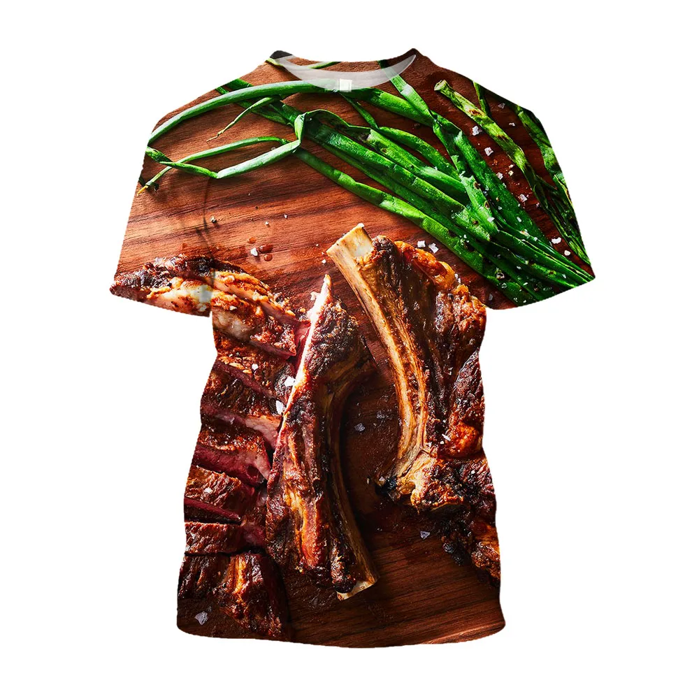 Jumeast 3D BBQ For Life Steak Skewers Printed Aesthetic Men T-shirts Funny Tee Shirt Street Wear Grunge Y2K Clothing T-shirty