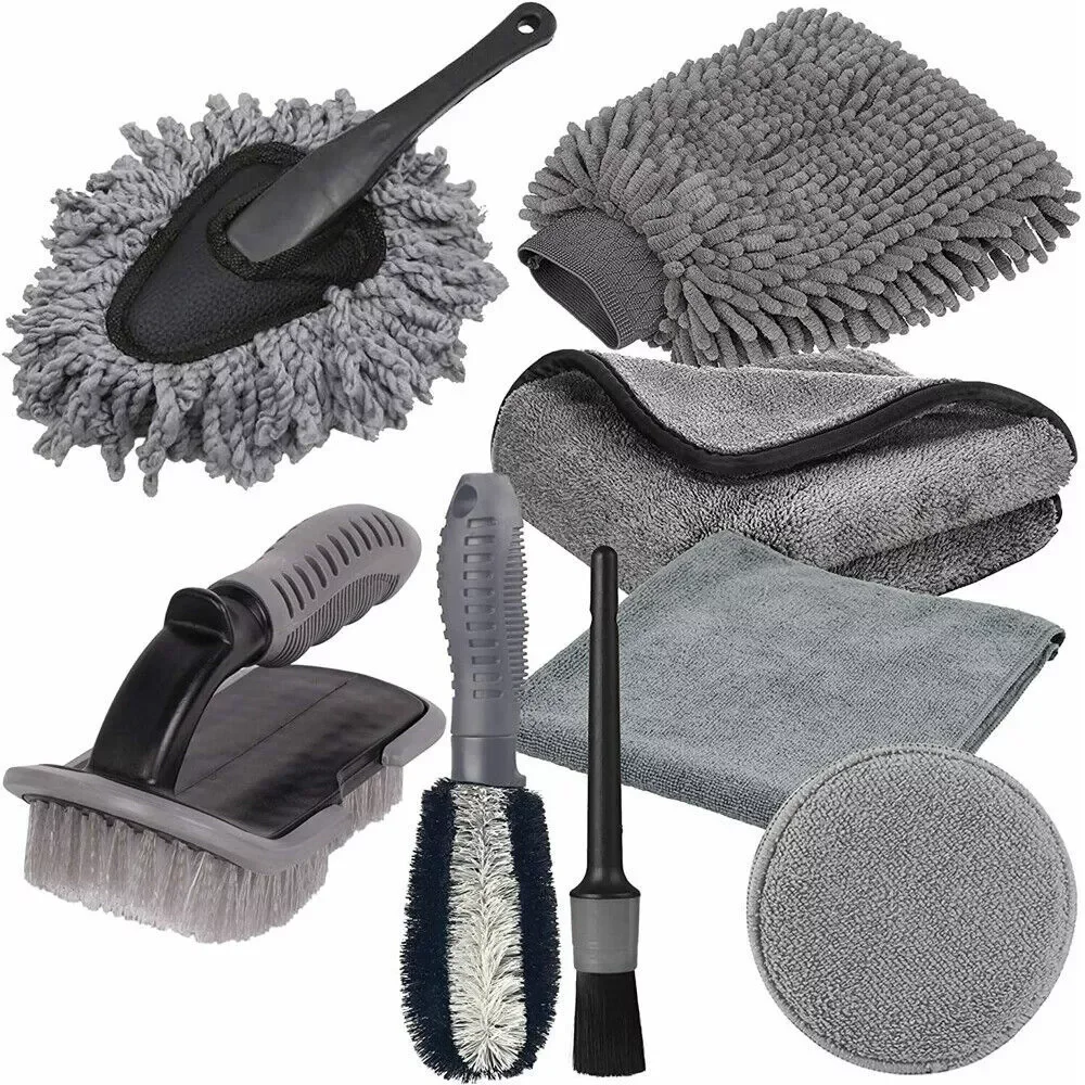 Car Detailing Brush and Microfiber Cloth Abrasive Disc Tools in a Carton Car Cleaning Kit