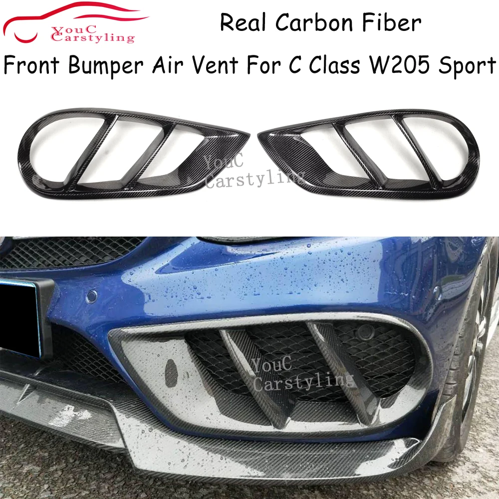 Real Carbon Fiber Front Bumper Air Vent Outlet Cover Mesh for Mercedes-Benz C Class W205 C43 C180 C200 Sport 2015-2018