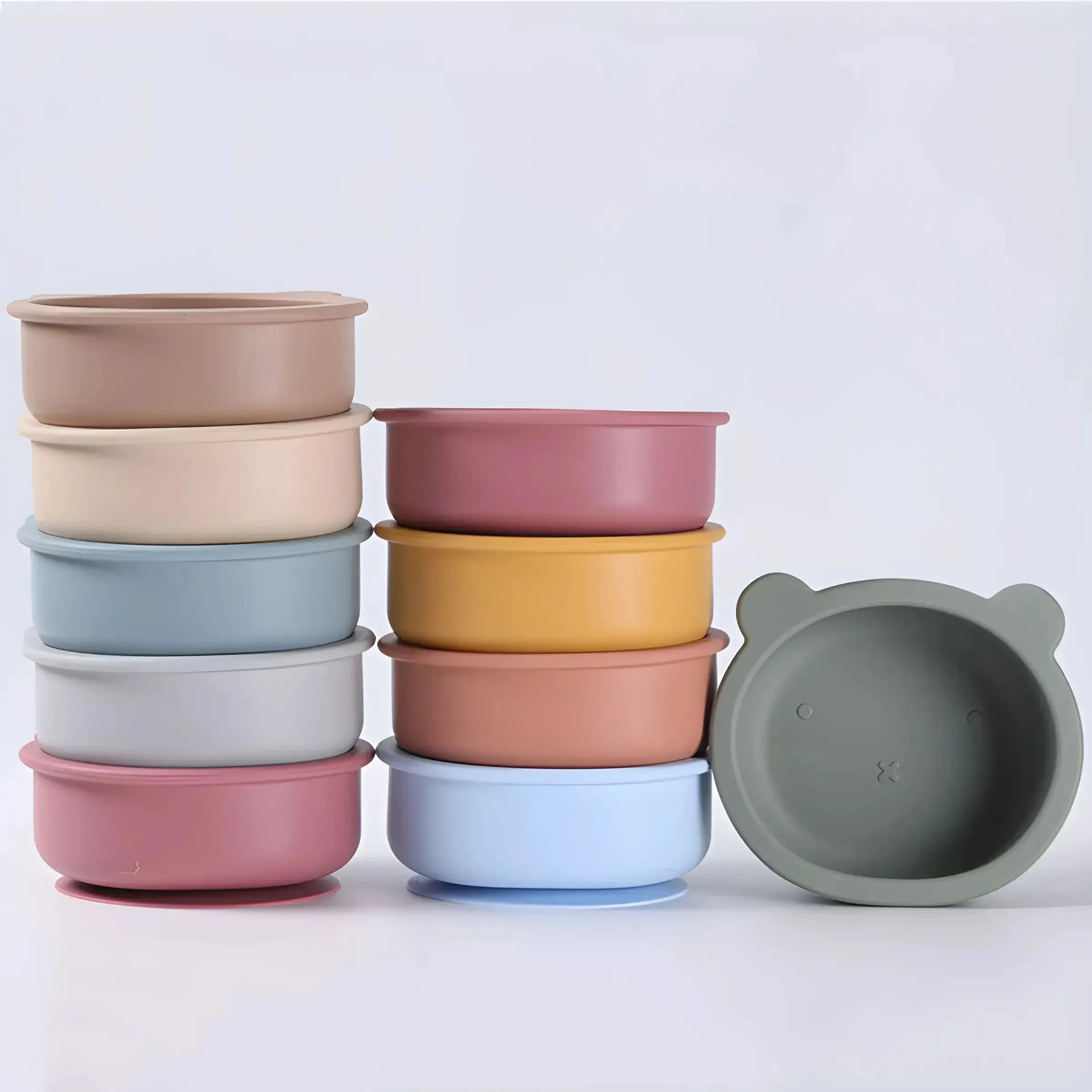 Silicone Suction Bowl Feeding Tableware Set for Infants And Toddlers Training Bowl for Learning to Eat Baby Supplementary