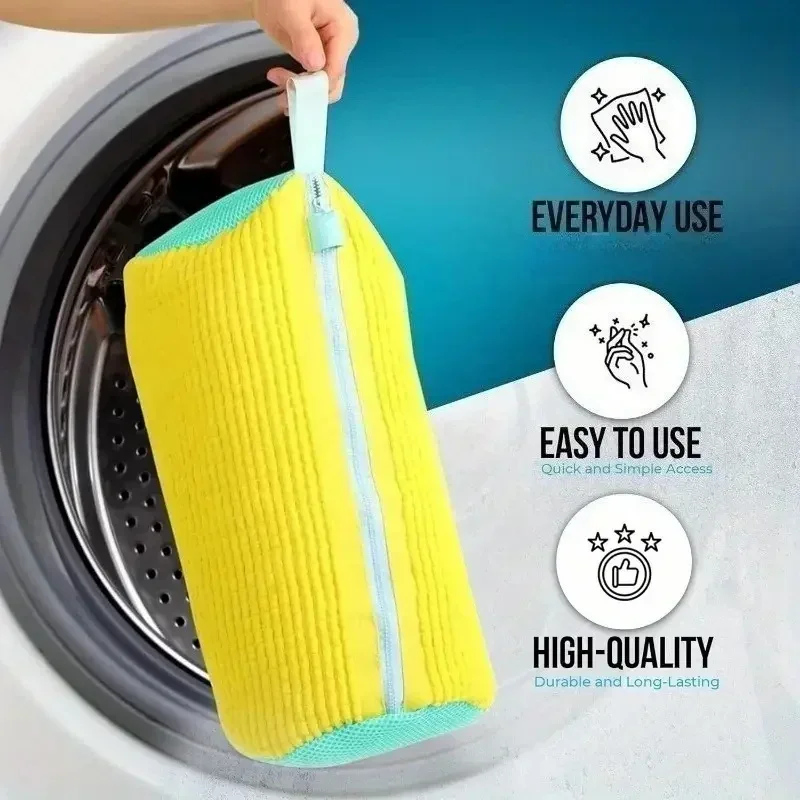 Shoe Washing Bag for Washing Machine Reusable Shoe Cleaning Bag  Brush Liner Zippered Laundry Bag Protect Shoes During Wash