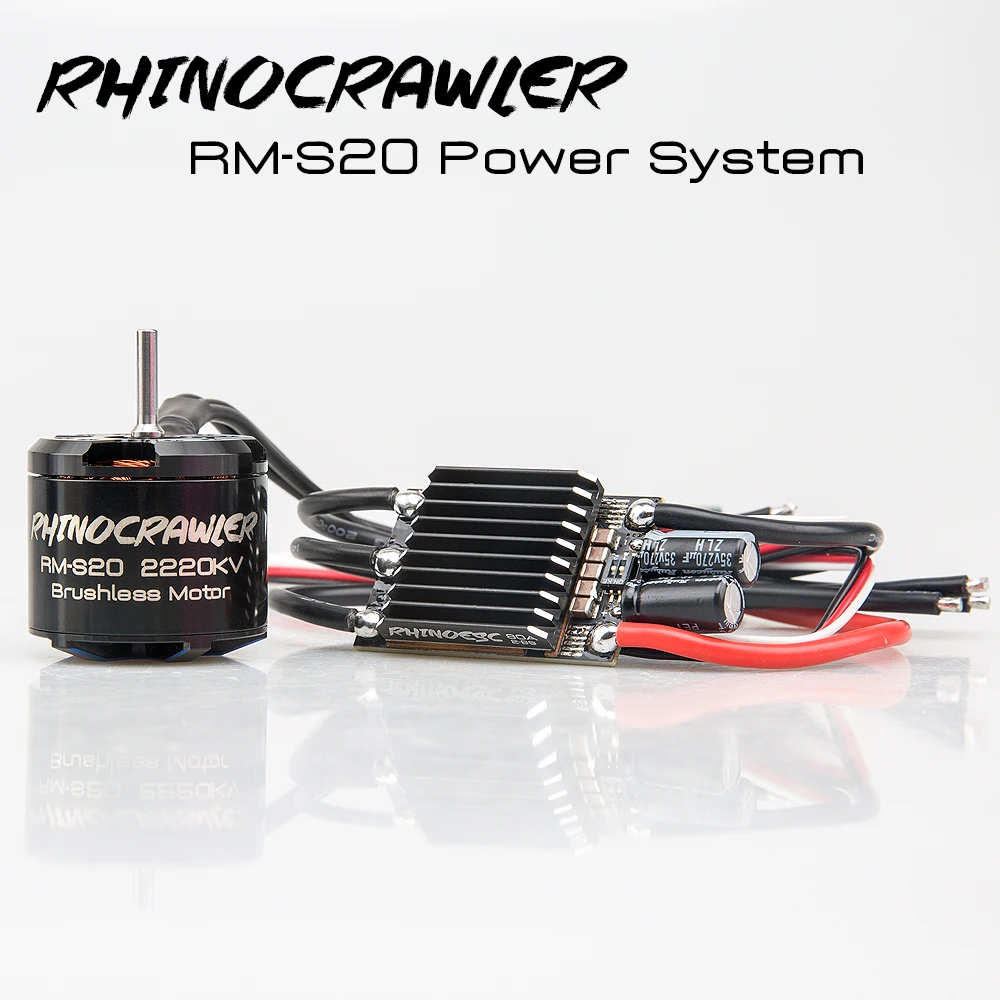 RHINOESC 40A-S12 80A-S20 AM32 RC Crawler ESC Brushless Motor Porwer Systm for 1/10 TRX4 SCX10 MOA Shafty Truck