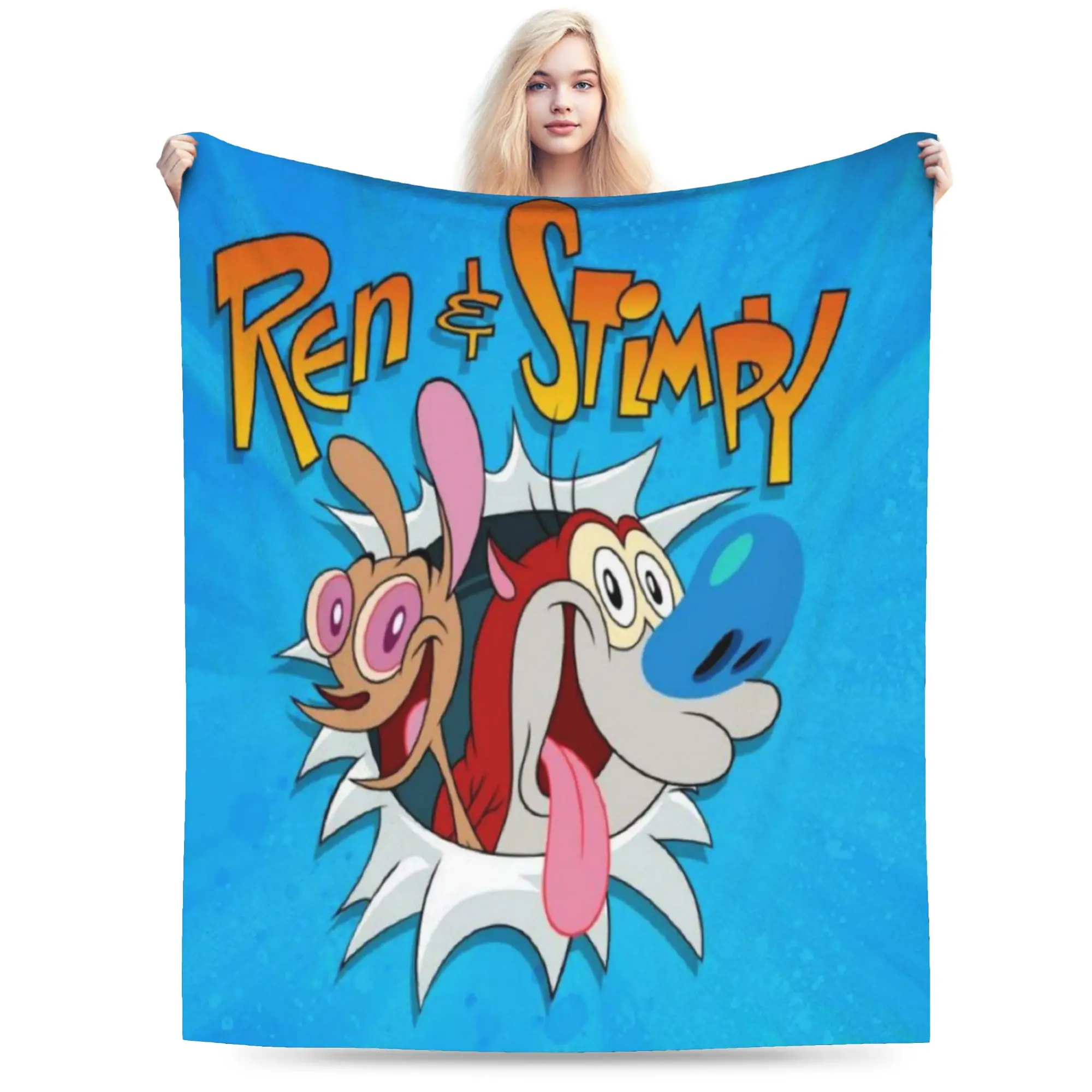 Comfort  Duo Rucksack Ren & Stimpy  Blanket Stuff Sofa Decorative  Throw Blanket Super Warm Flannel for Outdoor