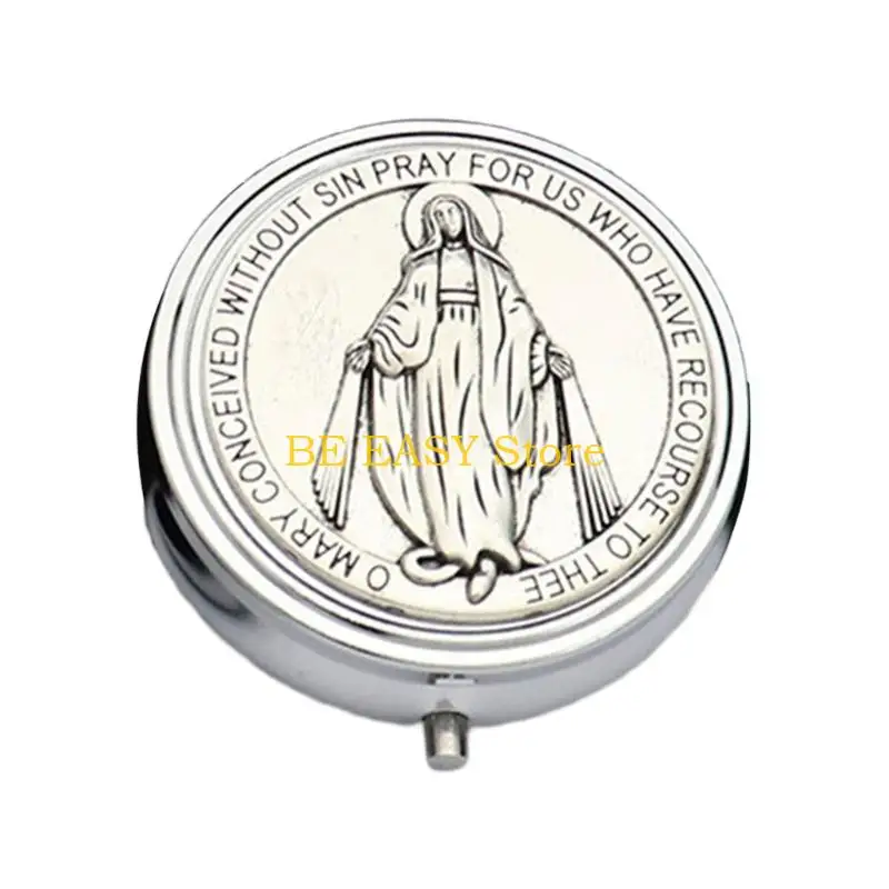 E28F MultiFunctional Metal Keepsakes Container Jewelry Case With Mirror For Religious Jewelry Preservation And Home Decors