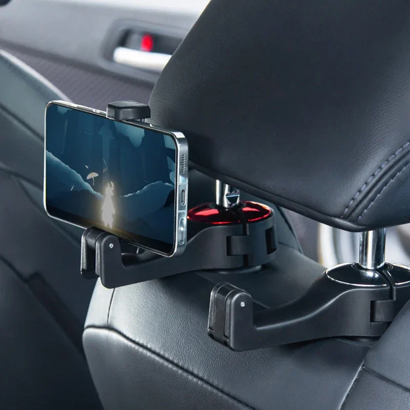 Gancho para reposacabezas de coche, soporte oculto para teléfono, colgador trasero de asiento de coche, gancho portátil, Clip de sujeción automático