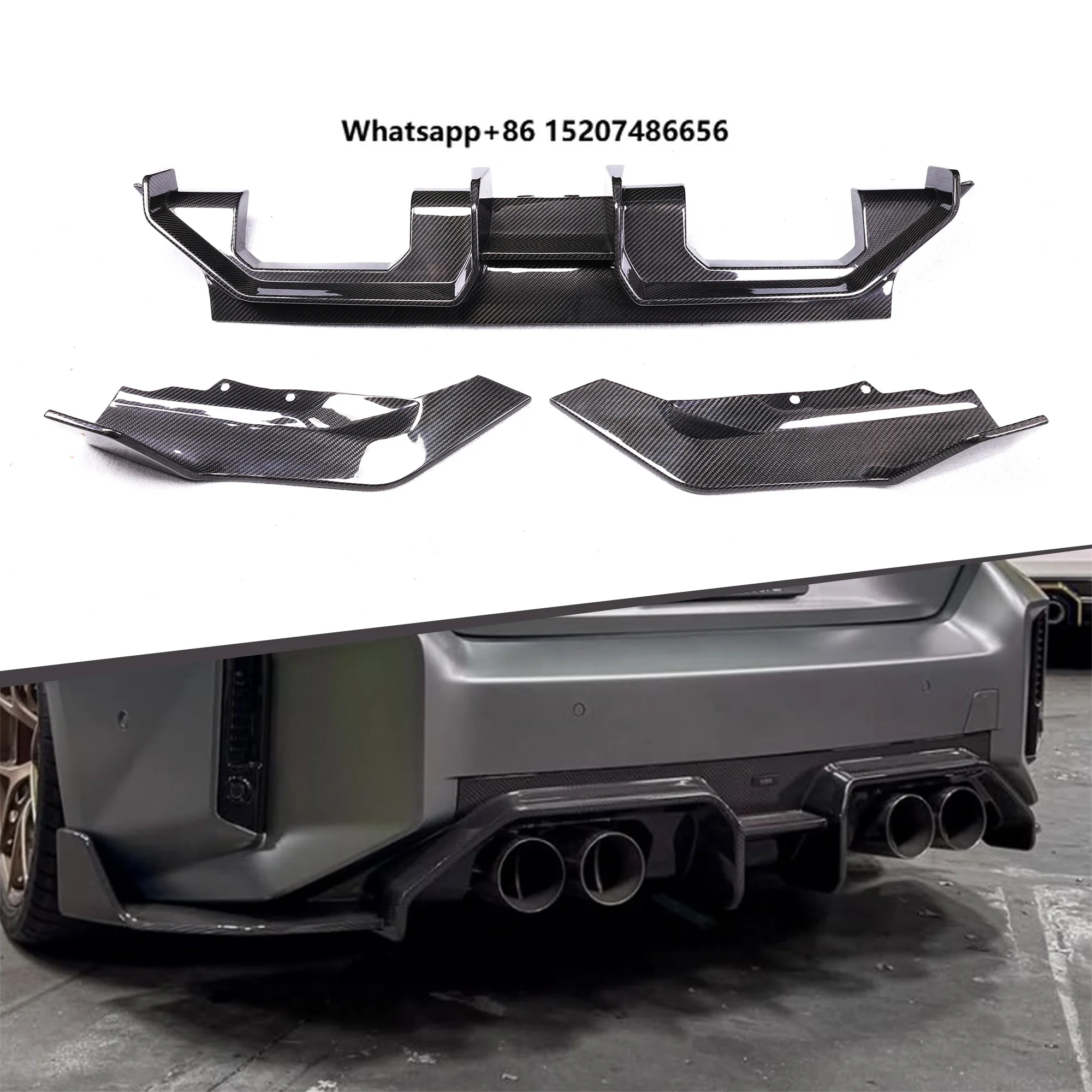 AD Style Dry Carbon Fiber Rear Diffuser With Bumper Canards Performance Body Kit for M2 G87 2022+