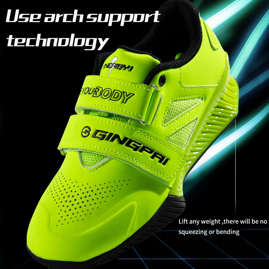 Professional Squat Hard Pull Shoes Men Weightlifting National Team Indoor Fitness Sports Hard Soled Support Strength Training