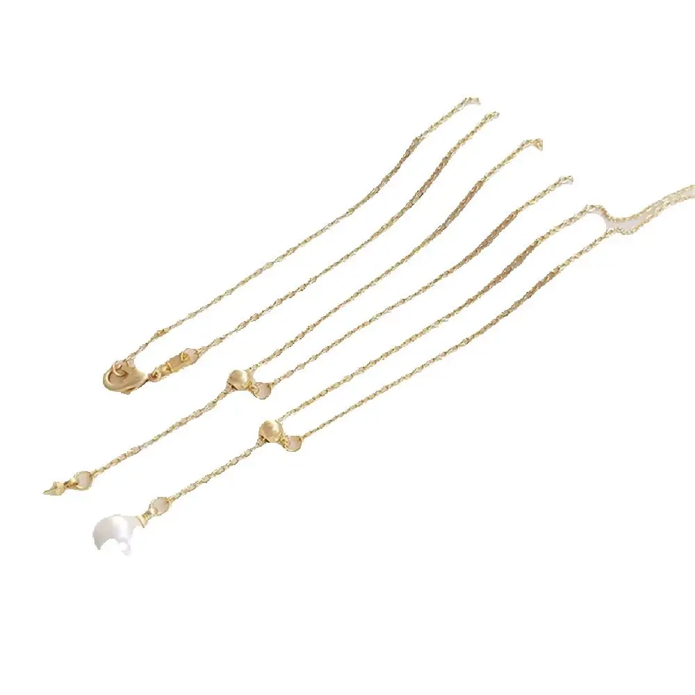 

14K gold color with rubber bead adjustable Y-word half-hole pearl empty support pendant clavicle chain DIY simple necklace
