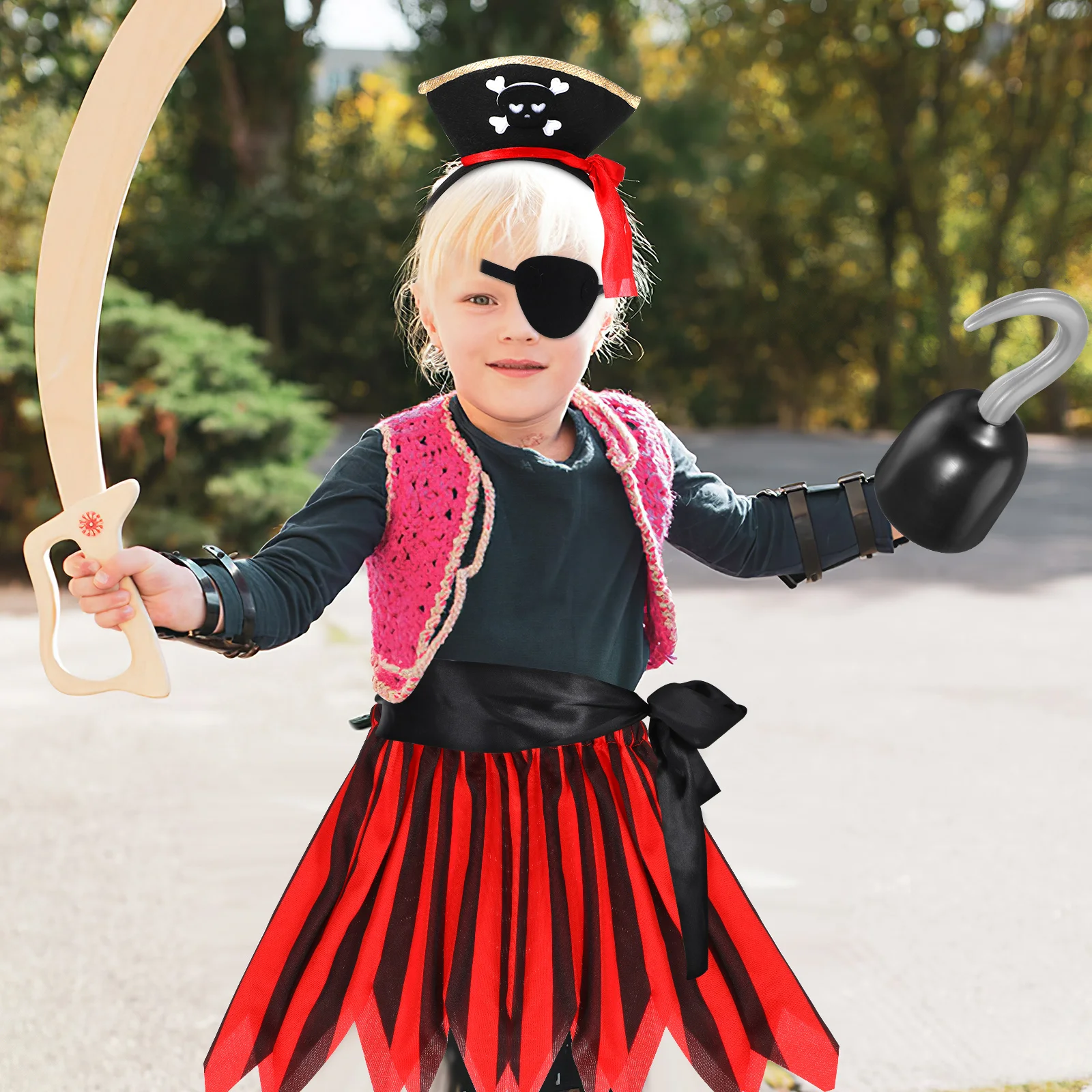 

1 Set s Pirate Costume For Halloween Party Dress Up Role Play With Patch Headband Girls Youth Toddler Outfit Set