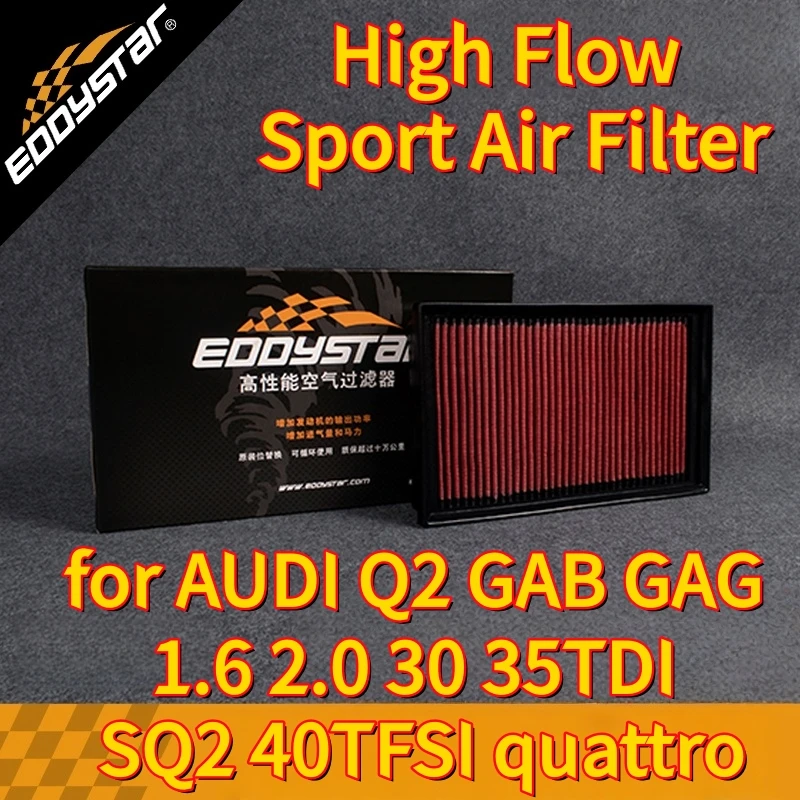 

Спортивный воздушный фильтр с высоким расходом для AUDI Q2 GAB GAG 1,6 2,0 30, 35TDI SQ2 40TFSI quattro, моющиеся гоночные впускные фильтры