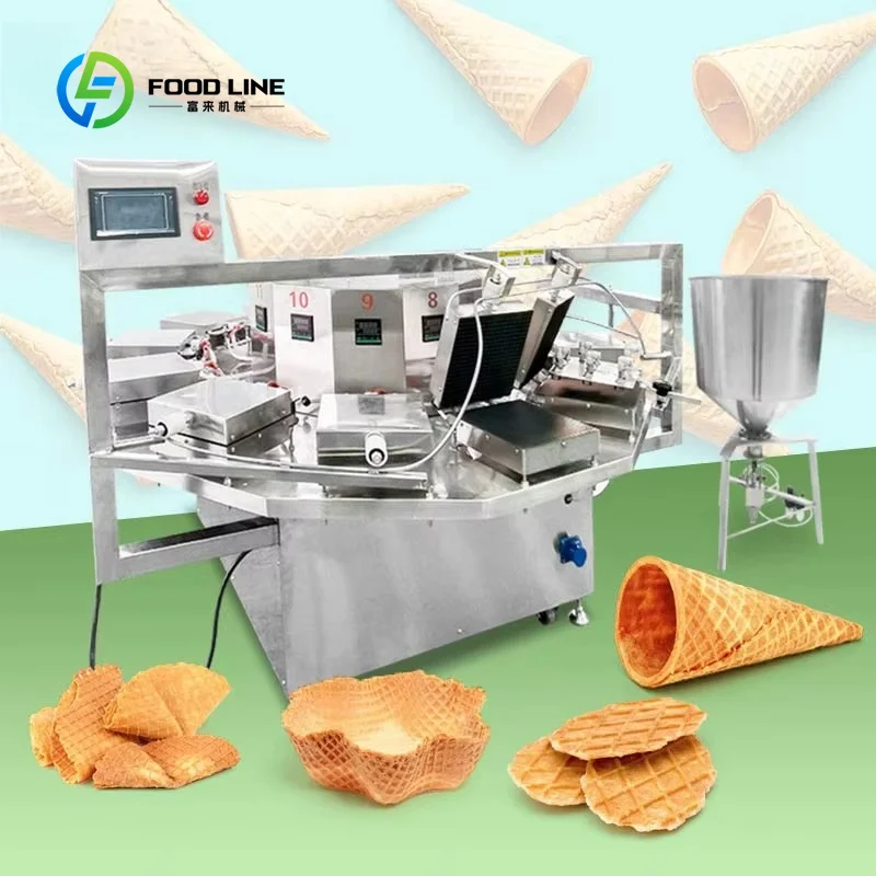 Automatic Wafer Roll Waffle Cone Production Line 380V Industrial Ice Cream Processing Machinery