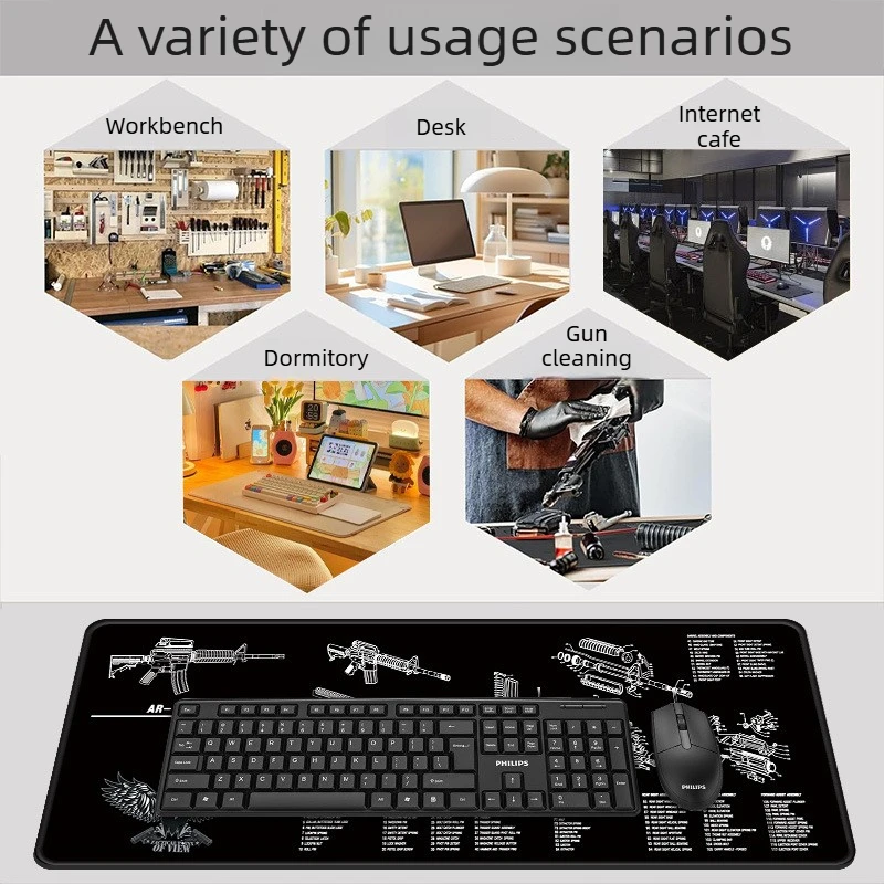 Tactical Gun Cleaning Mat, Waterproof Oil-Proof Desk Pad, Non-Fading Mouse Pad with Exploded Diagram, for Office & Gaming. view 4