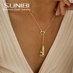 SUNIBI-Collar personalizado con nombre para mujer, joyería de acero inoxidable con cierre de corazón, regalos, venta al por mayor