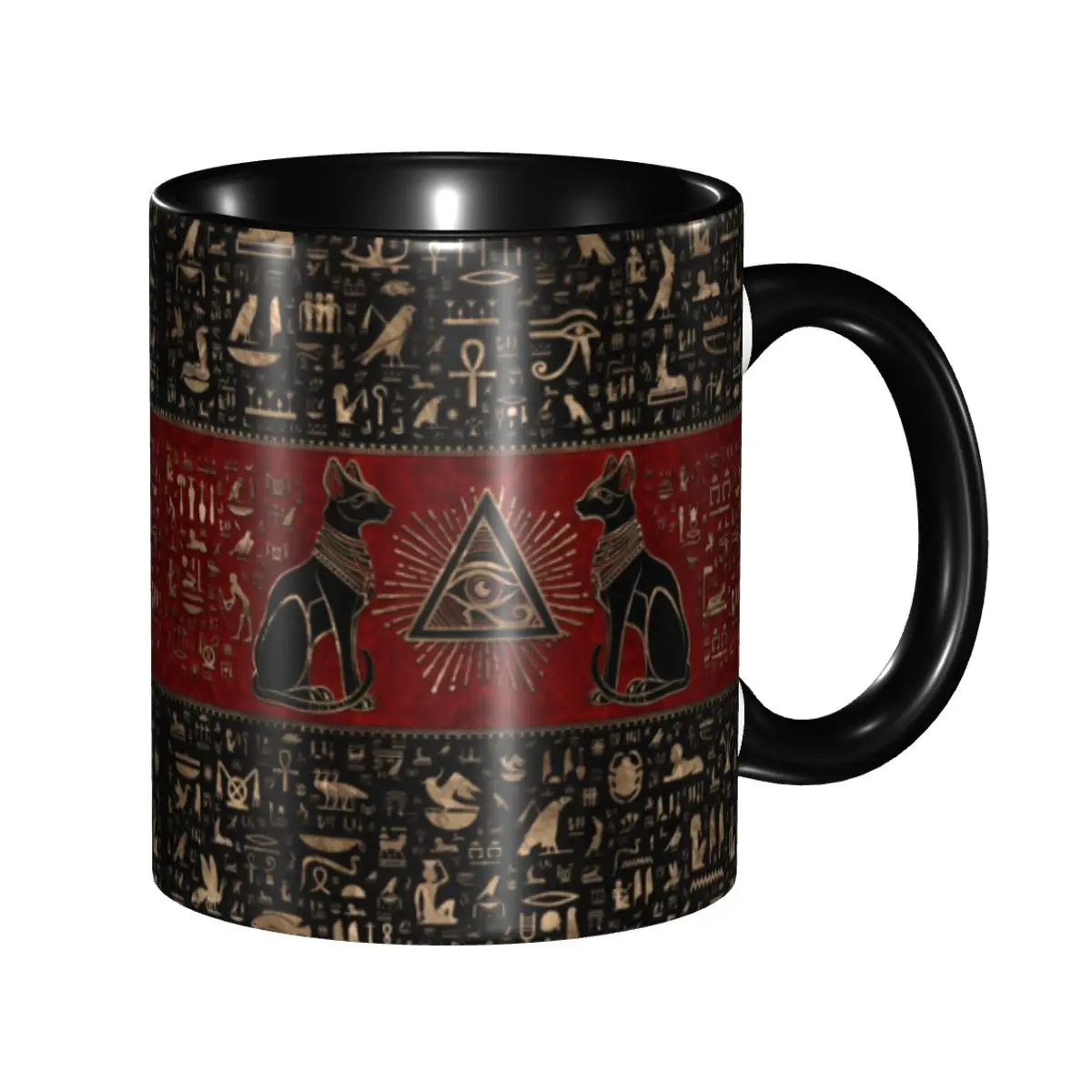 

Hieroglyphics Egyptian Cats And Eye Of Horus Coffee Mugs DIY Customized Ceramic Tea Milk Mug
