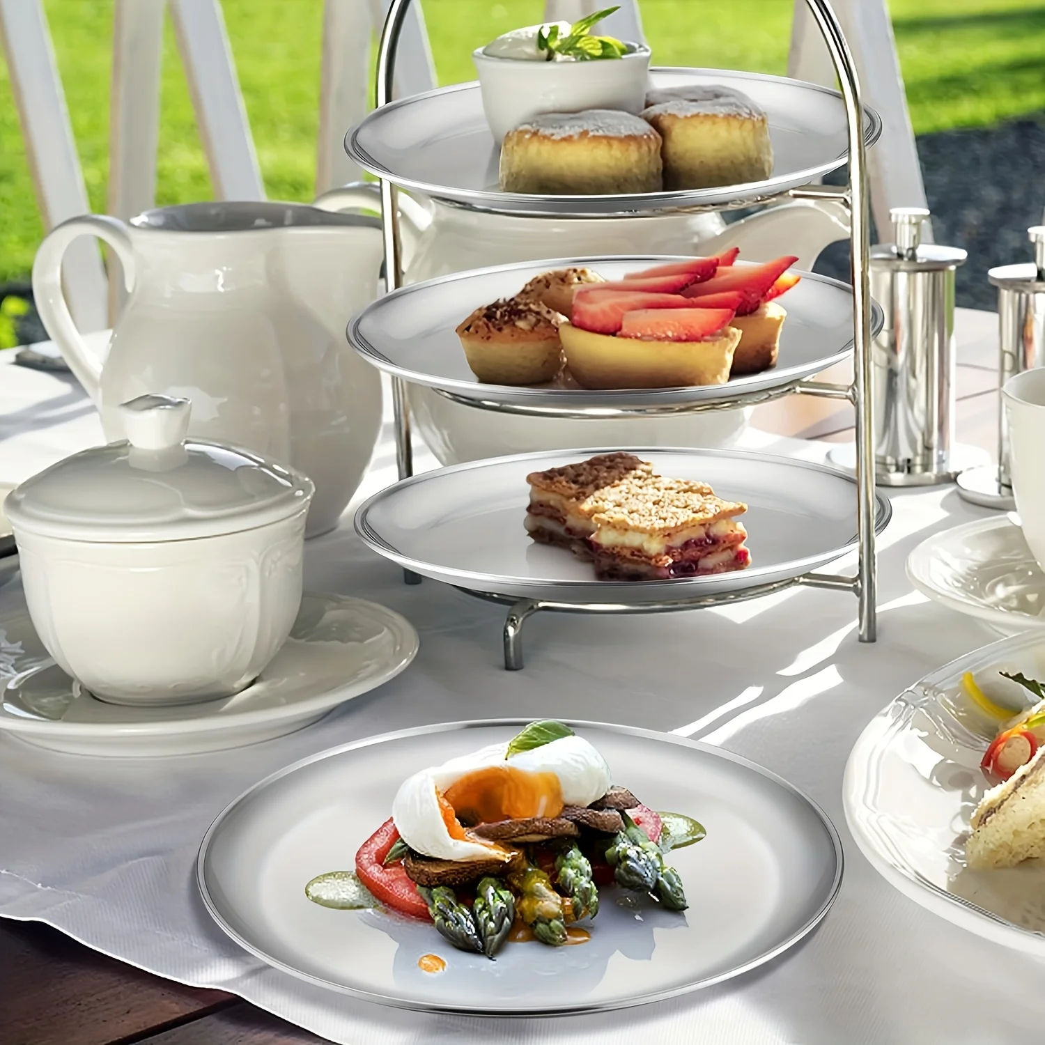 مجموعة مكونة من 10 قطع مكونة من 304 ألواح من الفولاذ المقاوم للصدأ، متينة وغير سامة، خالية من مادة BPA، قابلة للغسل في غسالة الأطباق، مناسبة للاستخدام المنزلي والخارجي