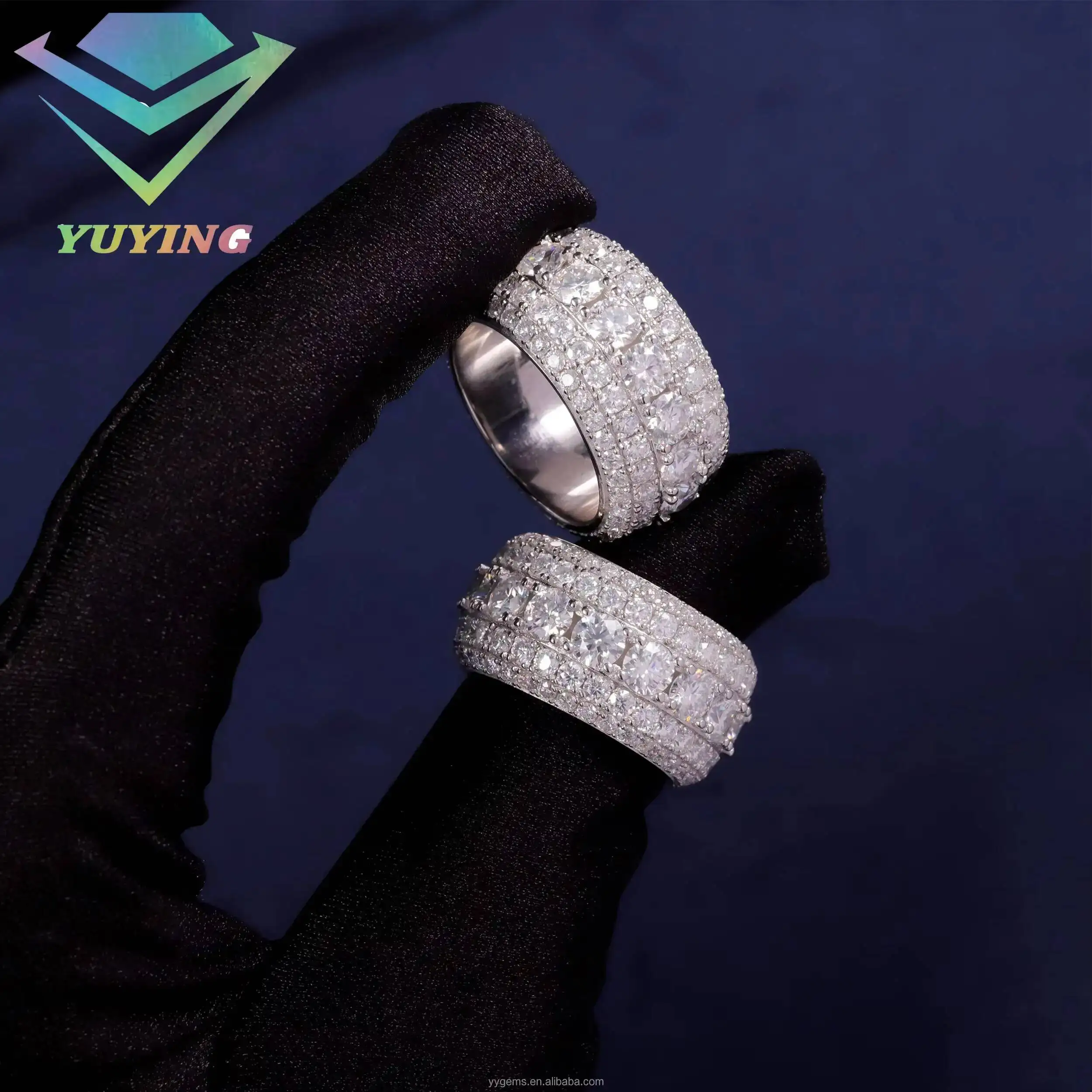 D Color VVS Moissanite 925 Silver Full Iced Out Hiphop Ring for Men Women Cuban Ring 100% Pass Diamond Tester