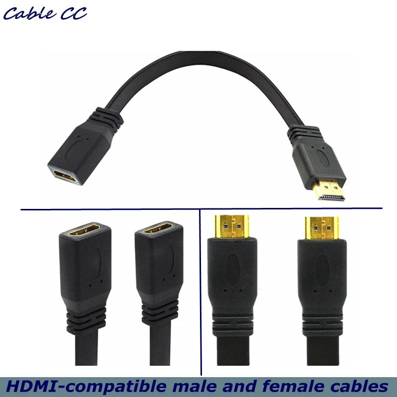 Version 1.4 Supports 3D 1080p TV to Computer Cable 0.3m HDMI-Compatible With Flat Male to Female Extended HD Cable,