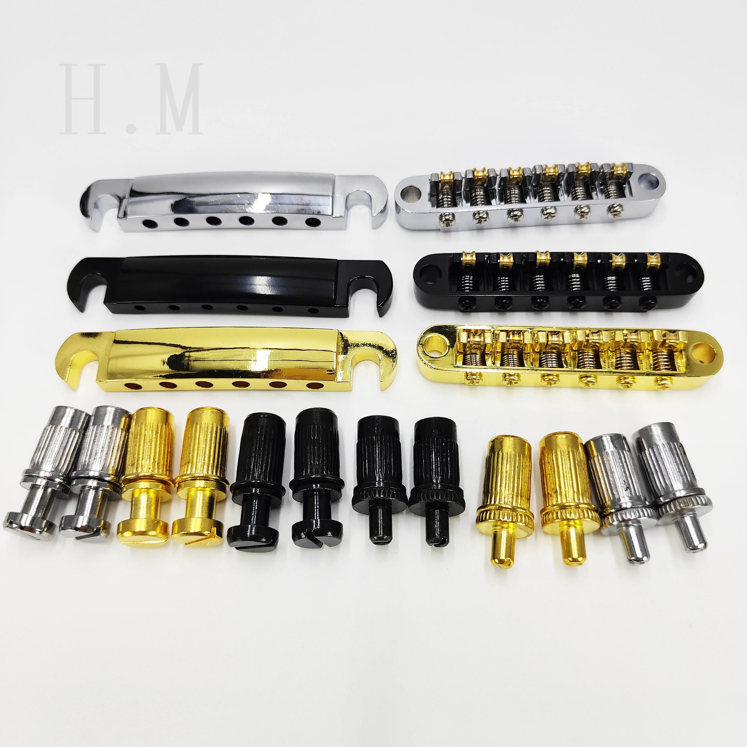 Puente de guitarra ajustable superior e inferior puente de cuerdas de guitarra y cordal con postes para guitarra eléctrica LP