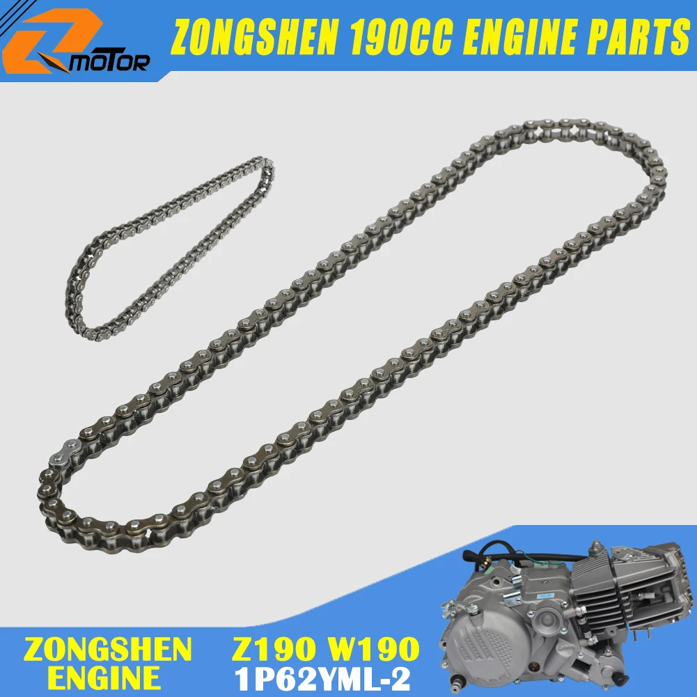 

Motorcycle Engine Motor Starter Chain 25H 66 Links For 62mm Bore ZongShen ZS 190cc Z190 W190 1P62YML-2 Engine Dirt Pit Bike