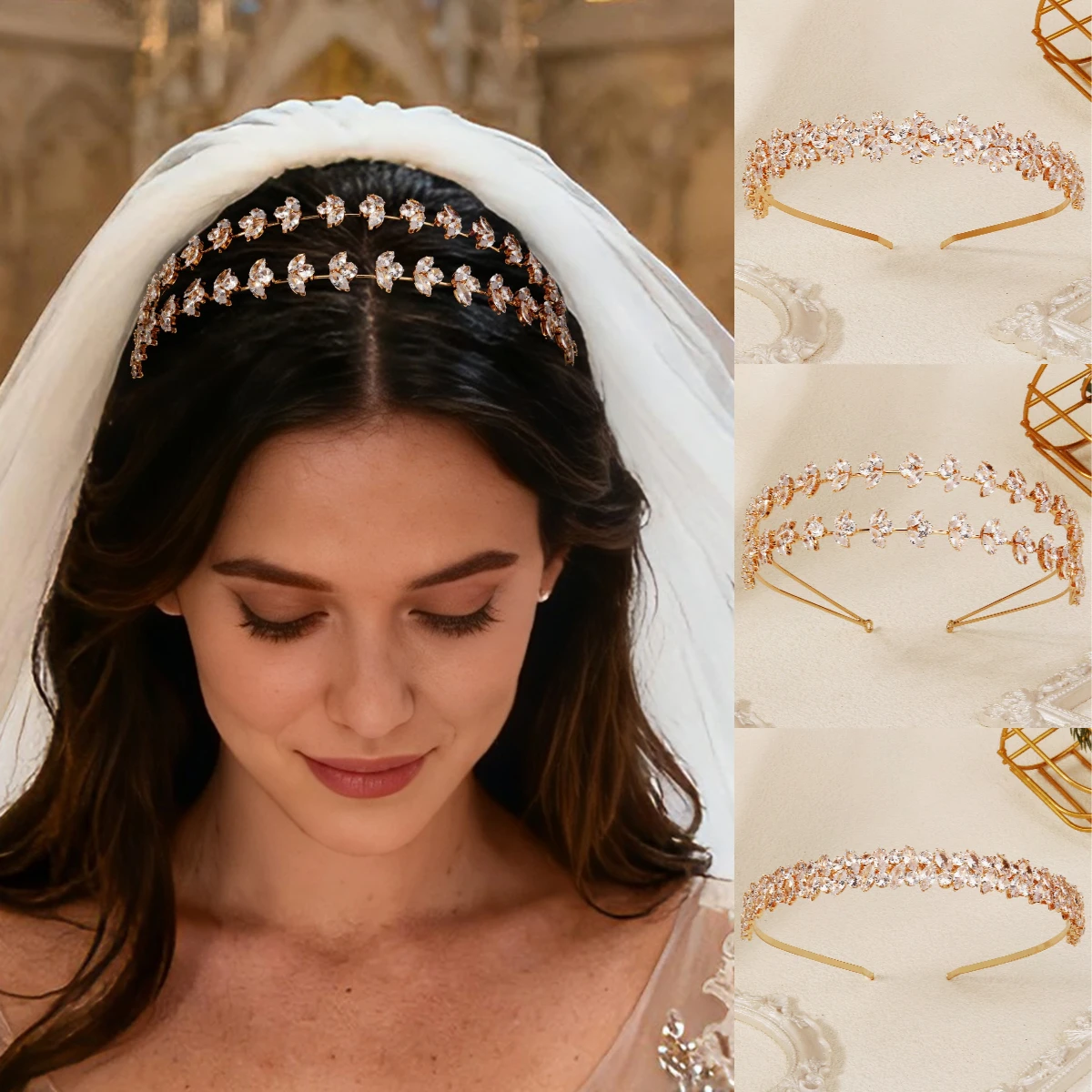 

Корейские сверкающие циркониевые женские ленты для волос, роскошный свадебный головной убор невесты, тиара, аксессуары для волос для вечеринок и выступлений