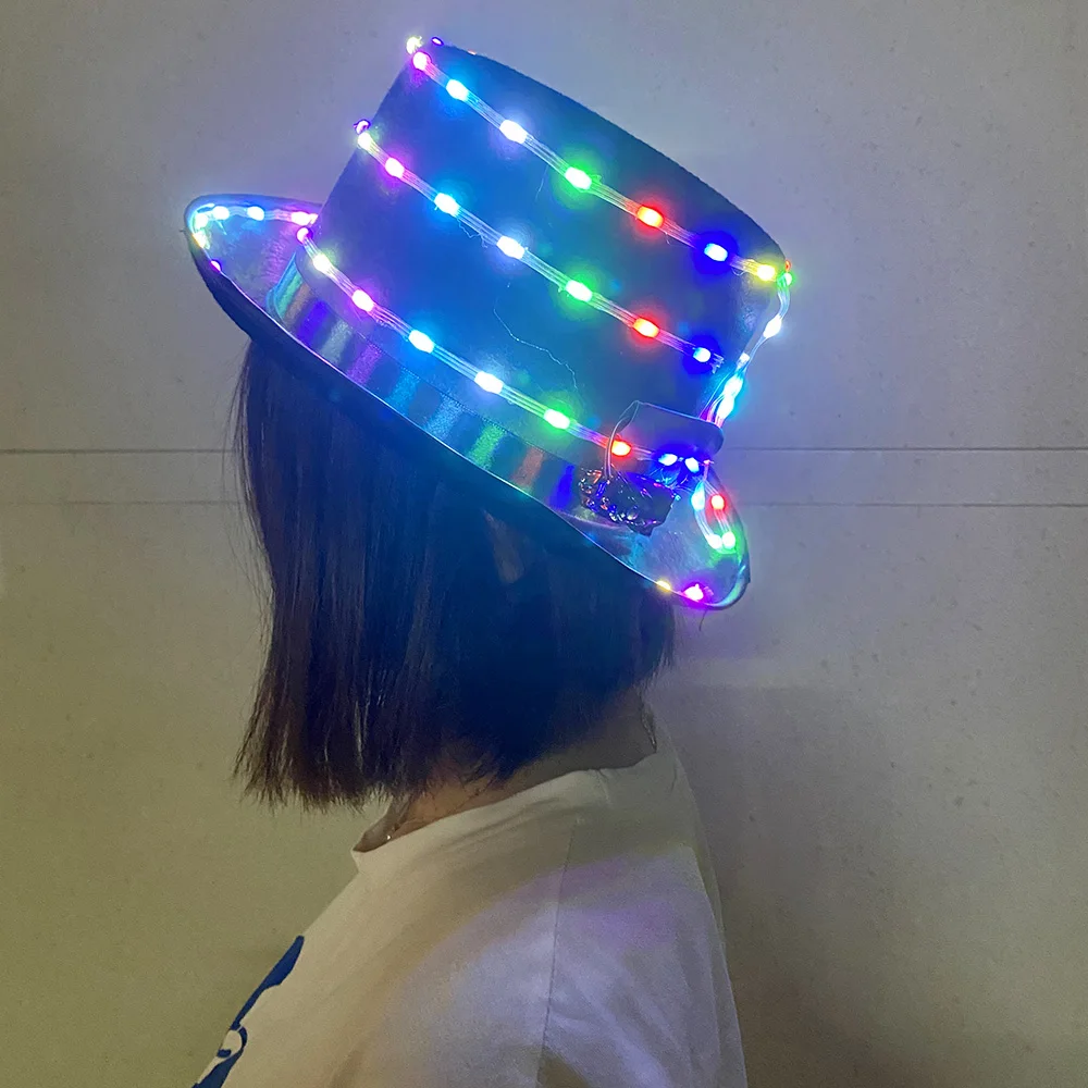 

Halloween Christmas party LED light-emitting jazz hat wedding performance voice-activated hat light-emitting jewelry gifts