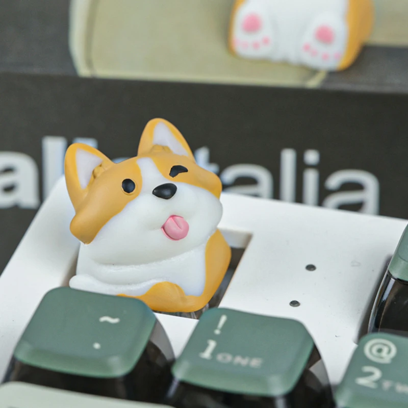 Corgi Keycap Personalized Design Cubic Cute Dog Mechanical Keyboard Keycap Accessories Cartoon Handmade Custom Creative Gifts