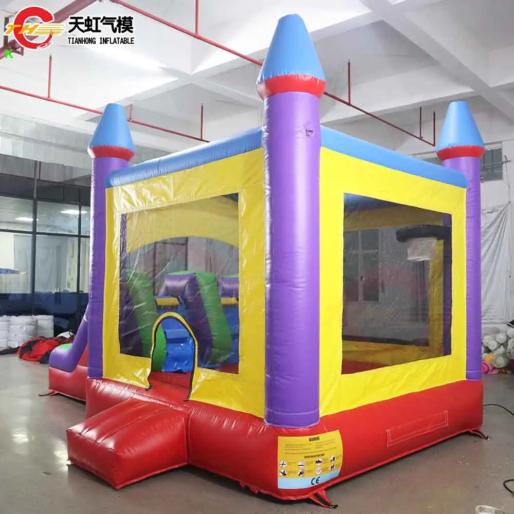 Castillo inflable de 5x3,5x3,5 m con tobogán, azada inflable duradera comercial para niños