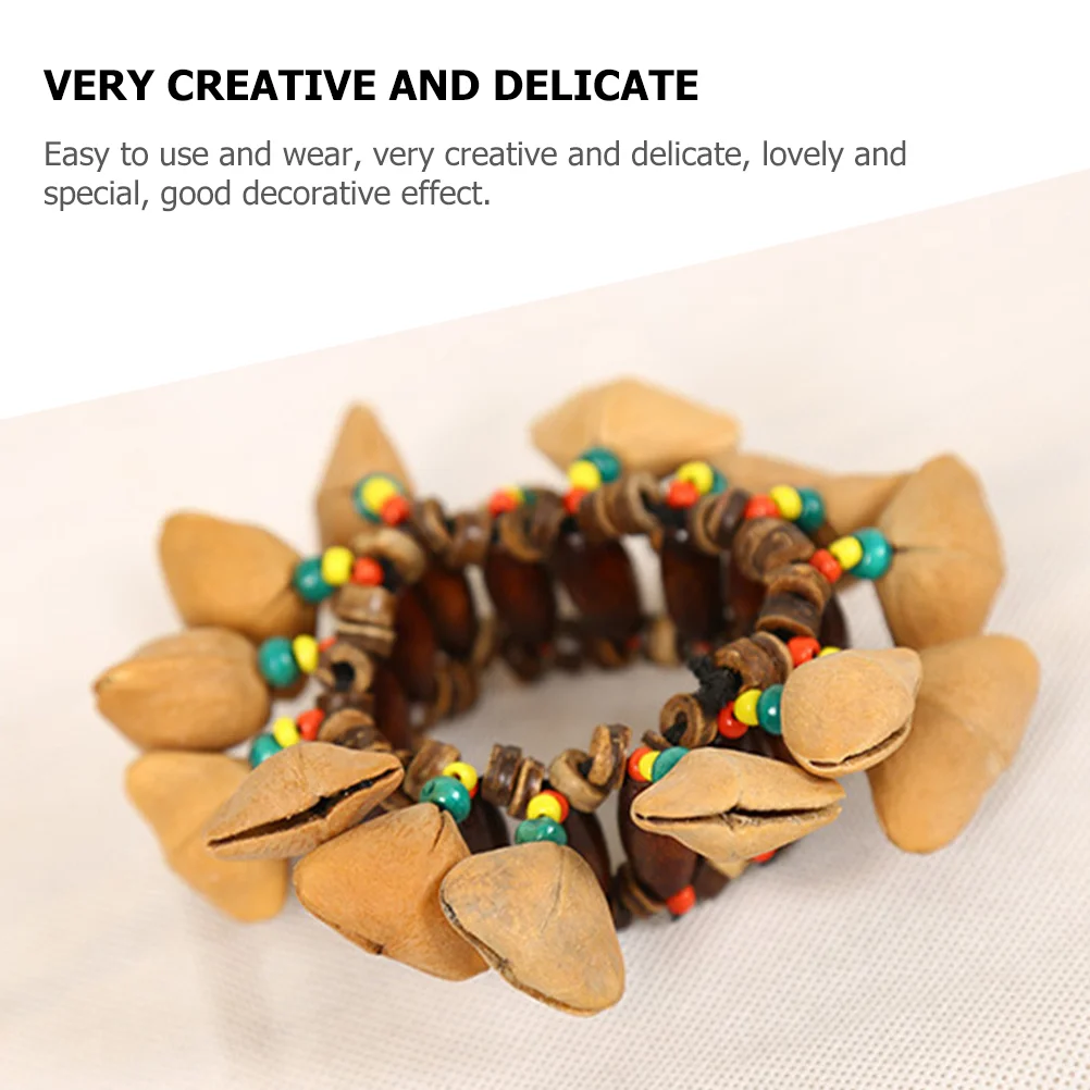 2 Pcs Bracelet African Nutshell Handbell Toys Drum Coconut Wrist Ornament Wristband