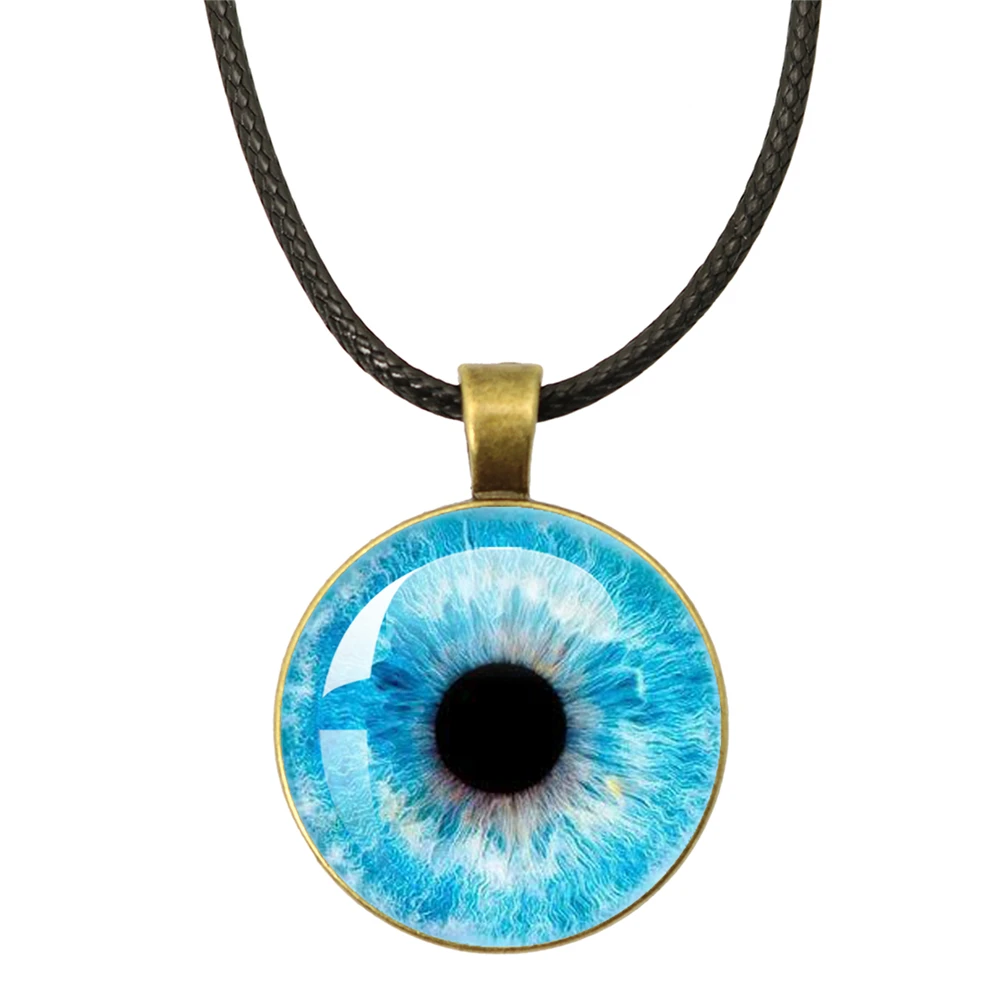 Leather Rope Chain Necklaces Large Pupils Necklace Human Eye Dragon Cat Eye Pendant Necklace Charm Jewelry For Gift