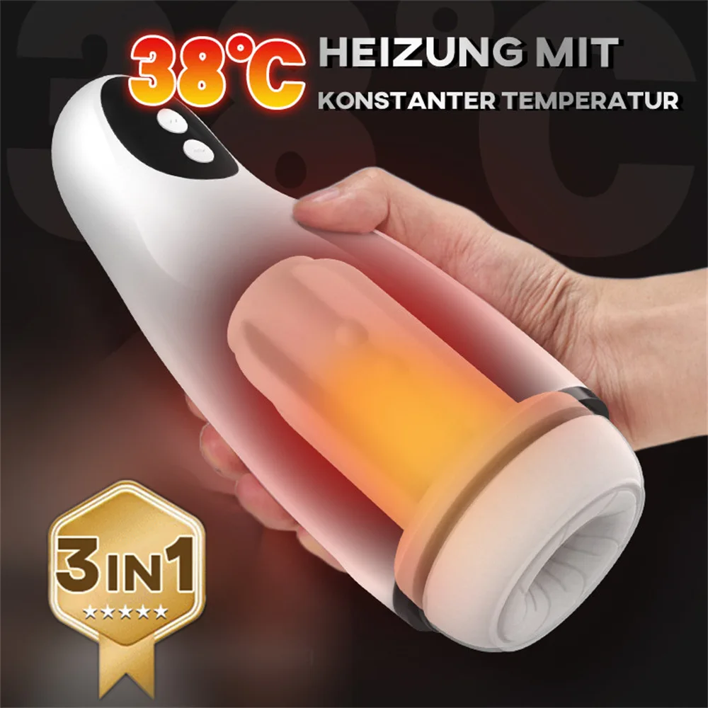 جهاز استمناء ذكي للرجال مع شفط وتدفئة أوتوماتيكية لتمرين القضيب، ألعاب جنسية للبالغين بدون استخدام اليدين للرجال