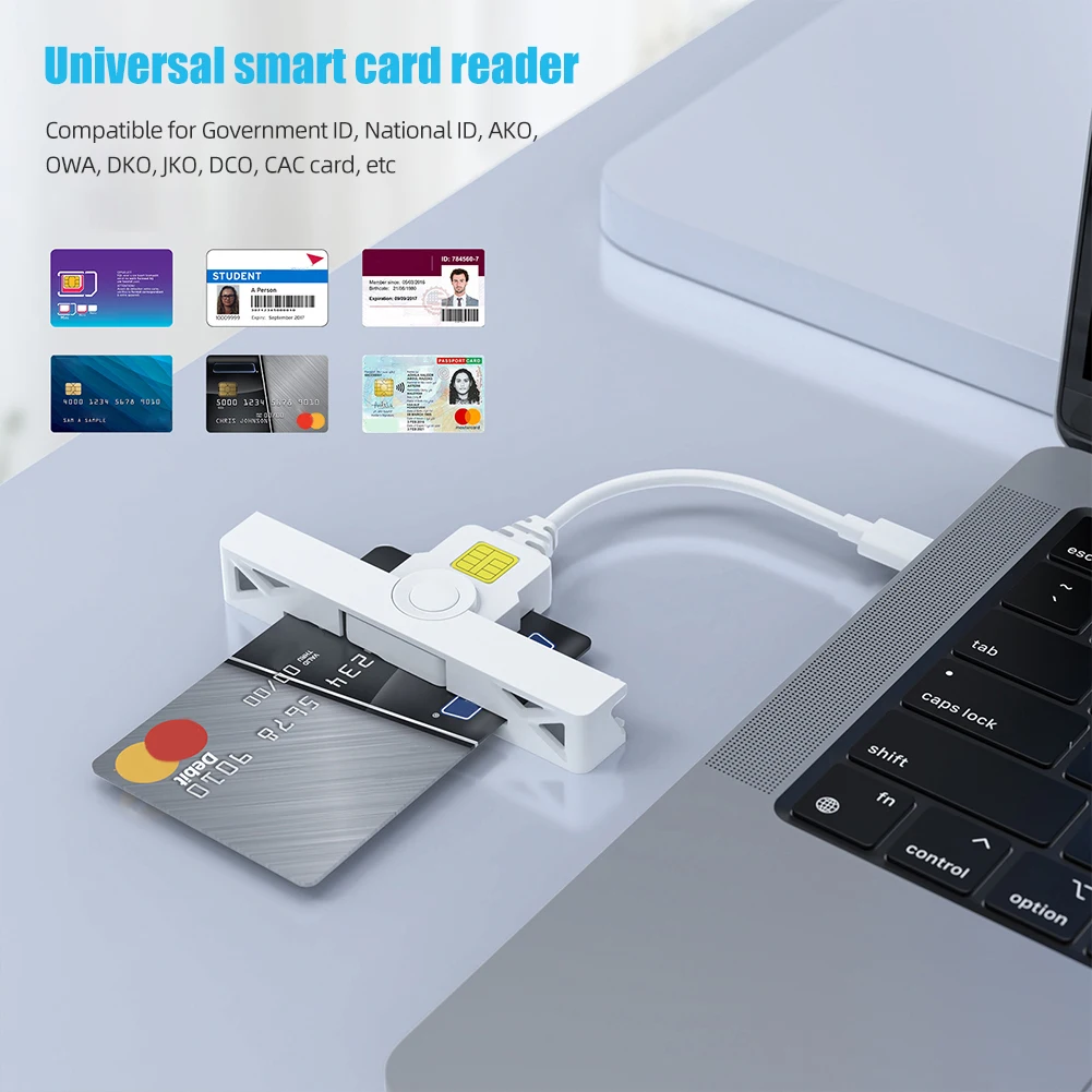 USB type C Smart Card Reader Foldable DOD Type C Common Access CAC Smart Card SIM Card/IC Bank Chip Card Reader For Laptop Phone