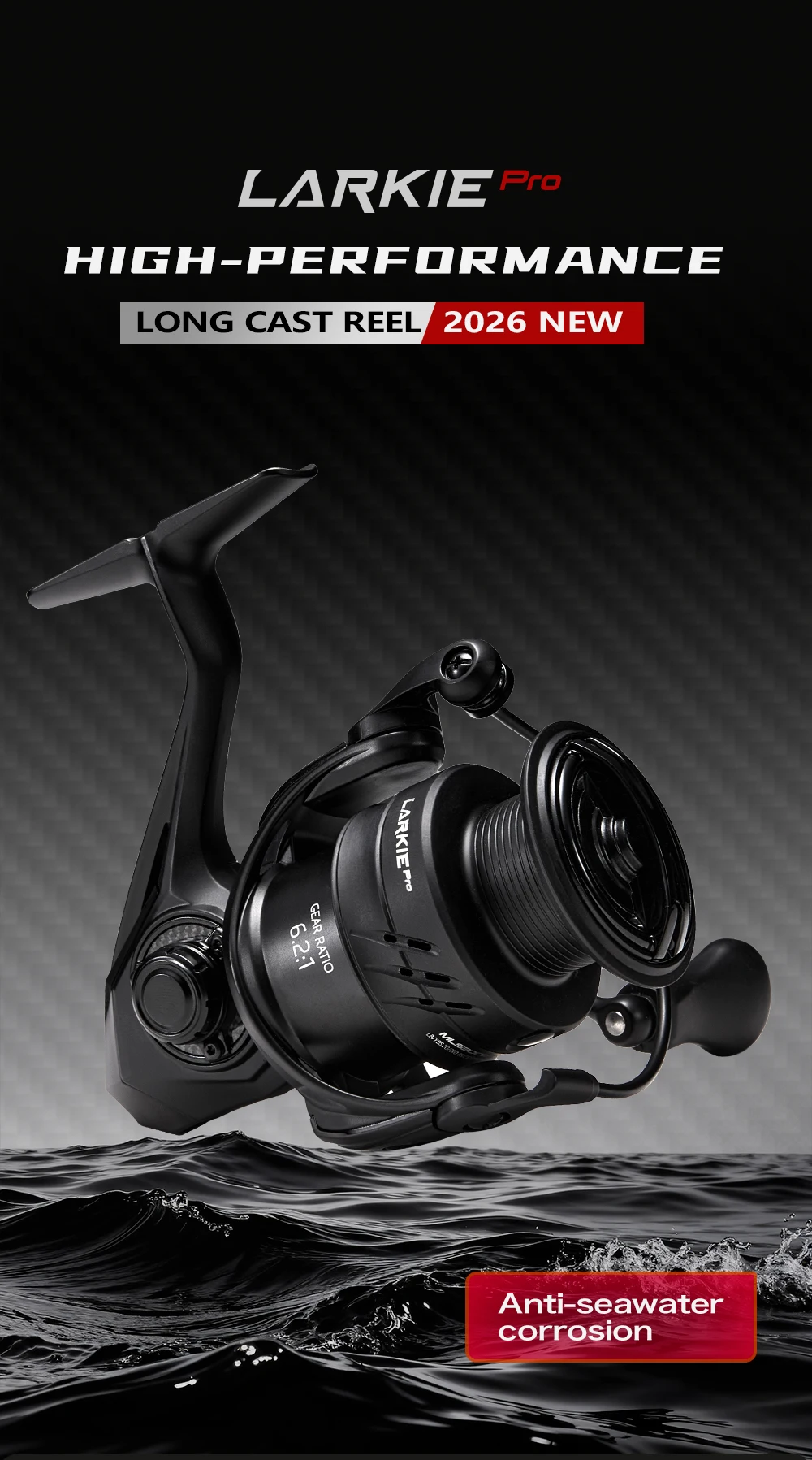 Soloking LARKIE Pro 153g Carbon-Spinnrollen 10kg Max. Bremskraft 10+1 geschirmte Kugellager 5.2:1/6.2:1 Übersetzungsverhältnis Salzwasser-Spinnrollen – Detail 1