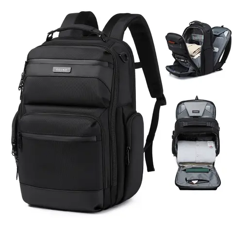 Brief Pack - 17.3" Laptop Backpack with Padded Adjustable Straps - Stores Laptop, Tablet, Toiletries, Snacks, - Black