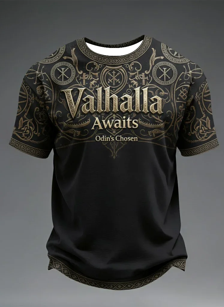 2027 Summer Outdoor Men's Football Training Shirt in Viking Style 3D Print, Breathable and Quick-Drying T-Shirt for Family Use