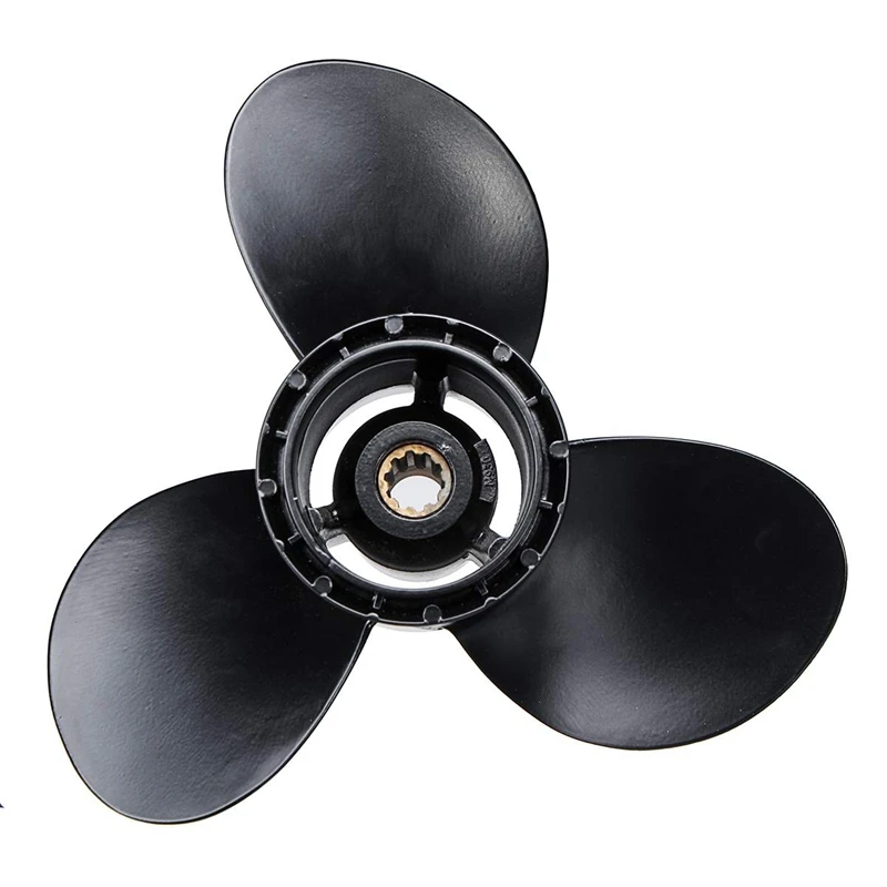 

58100-96440-019 10 1/4 X 13 Inch Boat Outboard Propeller Aluminum For Suzuki 20-30Hp 3 Blades 10 Spline Tooths Black R Rotation