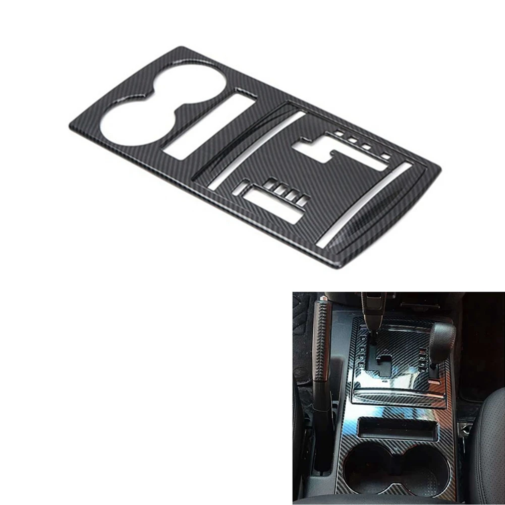 2Pcs Carbon Fiber Center Console Gear Shift Panel Water Cup Holder Cover Trim Stickers for Mitsubishi Pajero