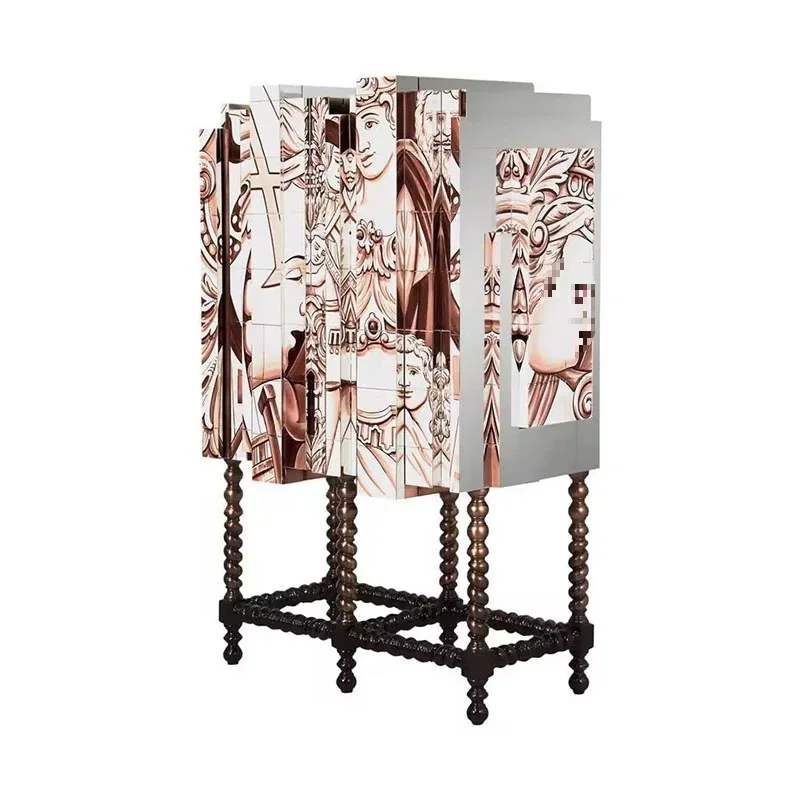 creative dining side cabinet Post-modern light luxury wall decorative cabinet Designer model room Villa wine cabinet
