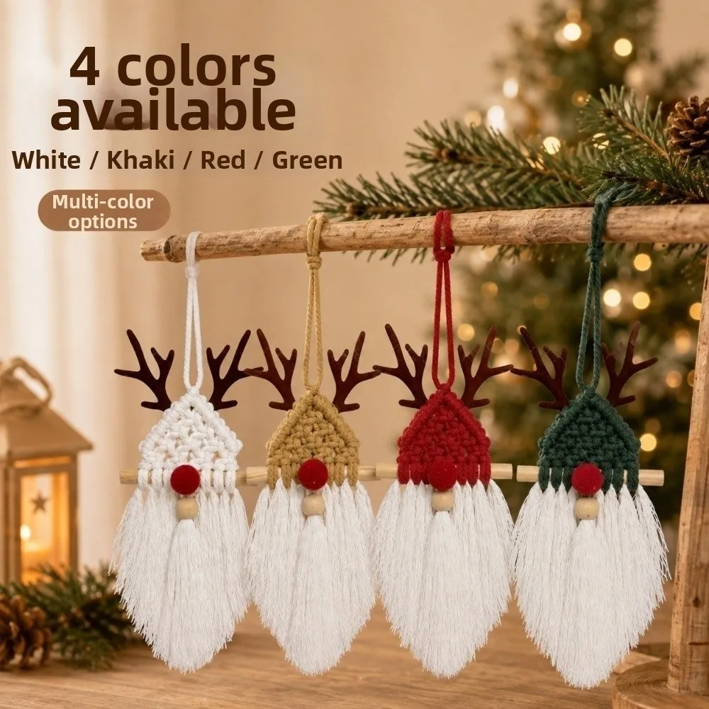 Macrame Festival Elk Pendant Faceless Old Man Antler Detail Christmas Hanging Ornament 10x16cm Faceless Man Pendant